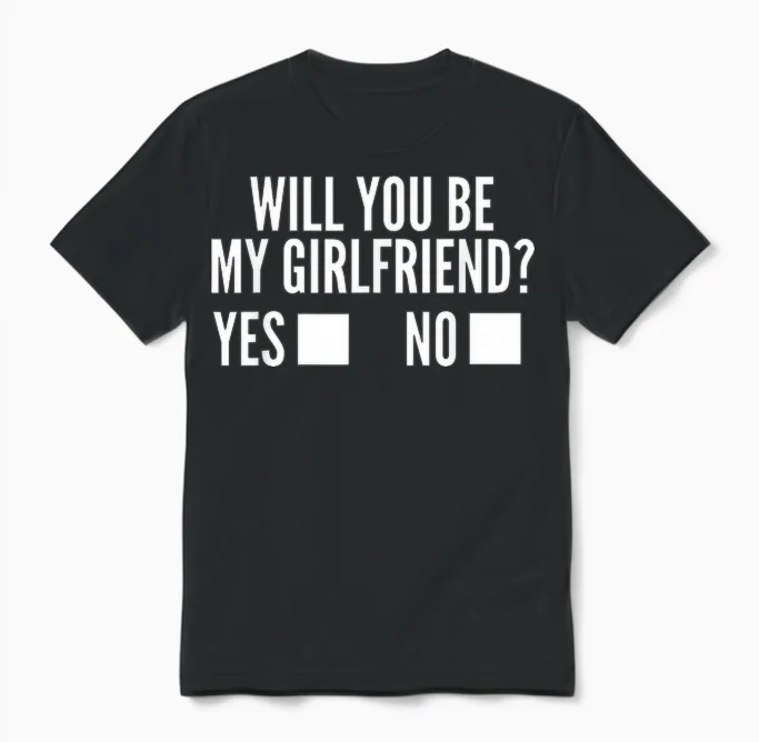 Ask Her Will You Be My Girlfriend Cute Valentine's Day Unisex T-Shirt in Black