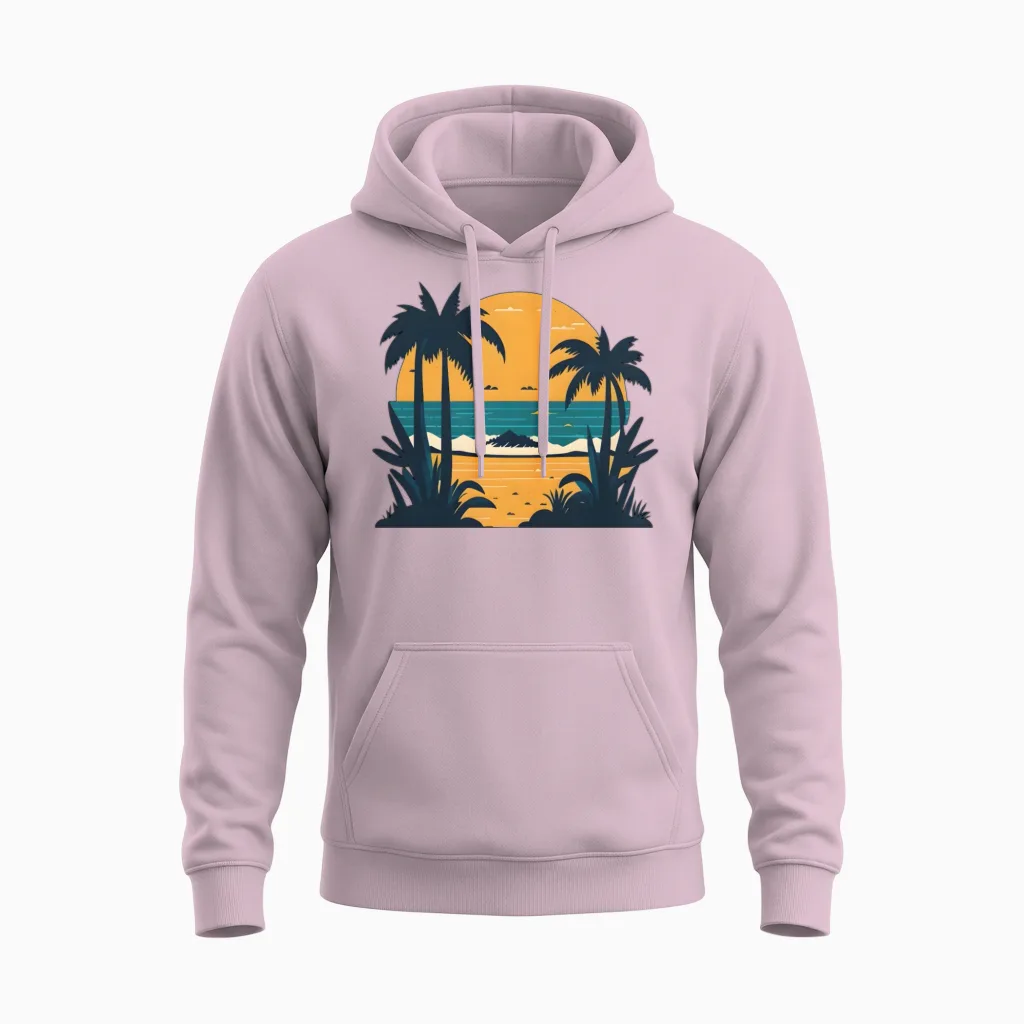 Retro Beach Design - Summer & Unisex Hoodie - Light Pink