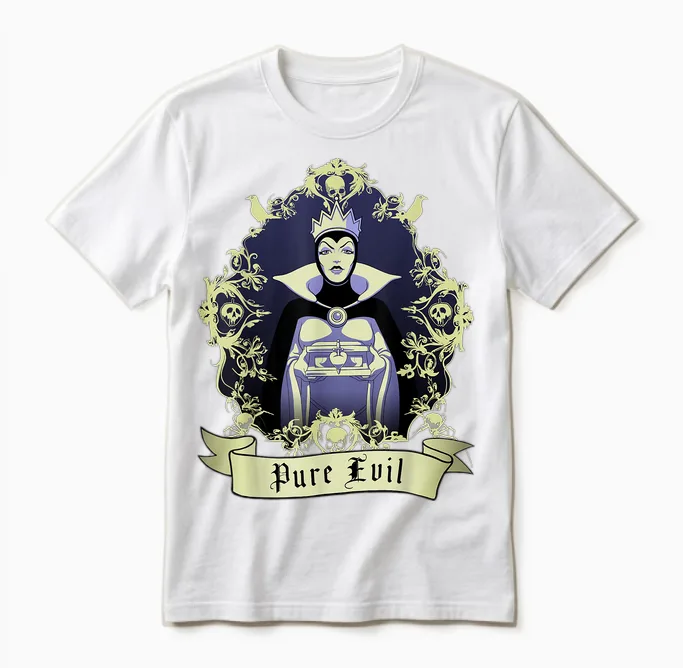 Portrait of the Evil Queen from Disney T-Shirt, Black, S Unisex T-Shirt in White
