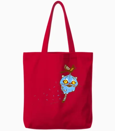 Funny Demon Hunters Tiger and Bird Kawaii Tote Bags - Red