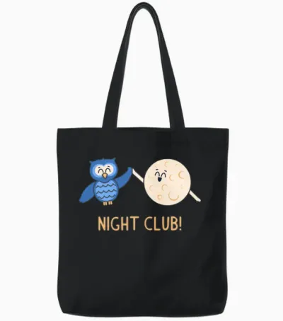 Night Club Retro Tote Bags - Black