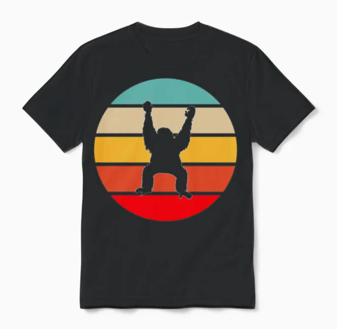 Orangutan Retro Unisex T-Shirt in Black