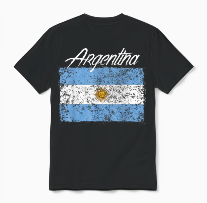 Argentina Flag Argentinian Unisex T-Shirt in Black
