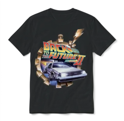 Back to the Future 2 Logo Delorean Time Machine Unisex T-Shirt - Black