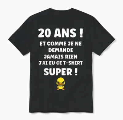 Idée Nul Humour 20 Ans Rigolo Drôle Anniversaire 20 Ans Unisex T-Shirt - Black