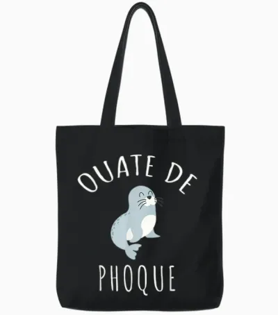 Seal Wadding French Humour Word Game Funny Tote Bags - Black