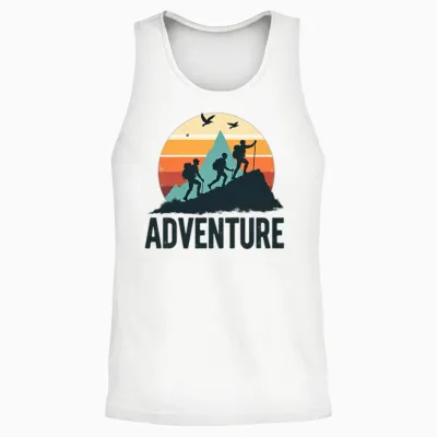 Hiking Adventure Silhouette Design Unisex Tank Top - White