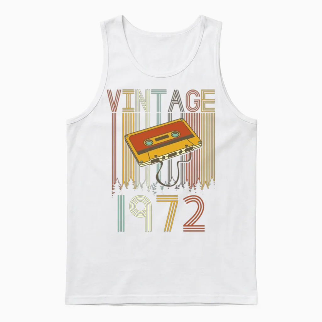 Vintage 1972 Retro Unisex Tank Top in White