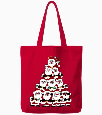 Santa Tree Tote Bags - Red