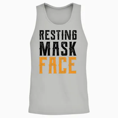 Resting Mask Face Funny Mask Funny Mask Funny Unisex Tank Top - Ash
