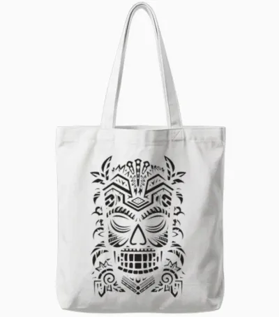 Tribal Tiki Mask Tote Bags - White