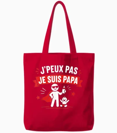 Humour Jeune Père Naissance Bébé J'peux Pas Je Suis Papa Tote Bags - Red