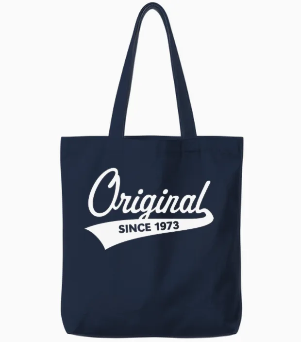 Original Since 1973 (year of Birth, Birthday / W) Tote Bags in Navy