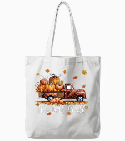 It's Fall Y'all Pumpkin Truck Autumn Tree Hello Fall Tote Bags - White