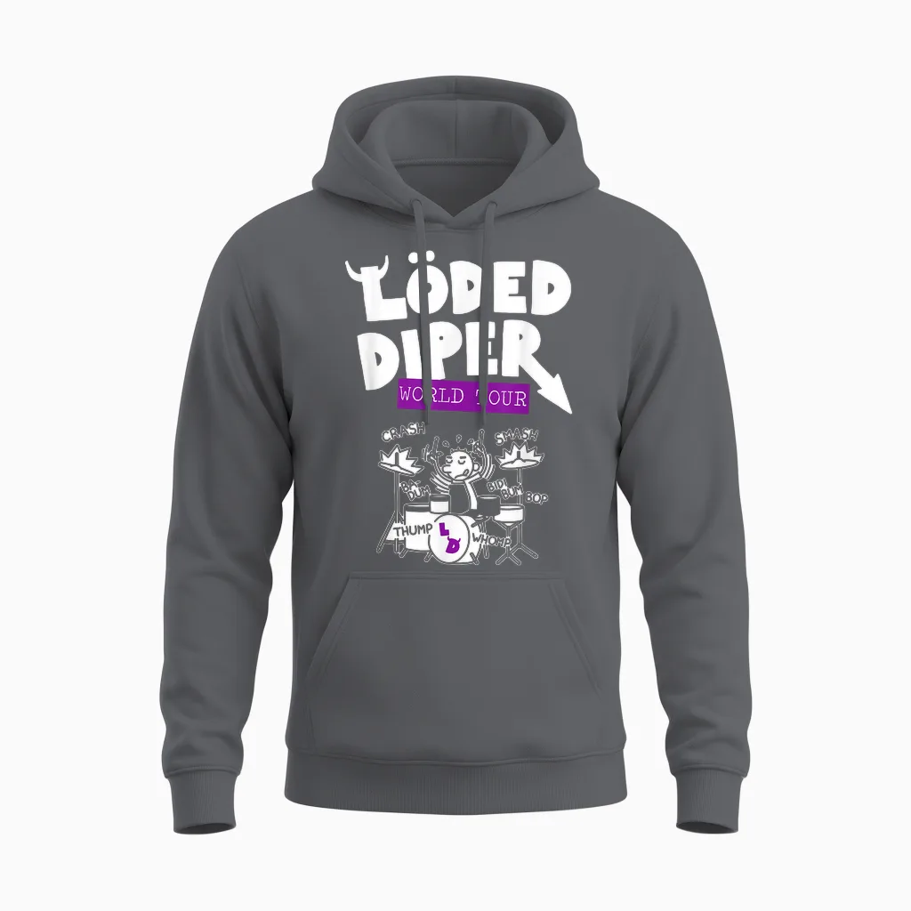 Diary of a Wimpy Kid Loded Diper Band World Tour Funny Unisex Hoodie in Charcoal