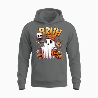 Bruh Ghost Halloween Cute Ghost Trick or Treat Candy Unisex Hoodie - Graphite Heather