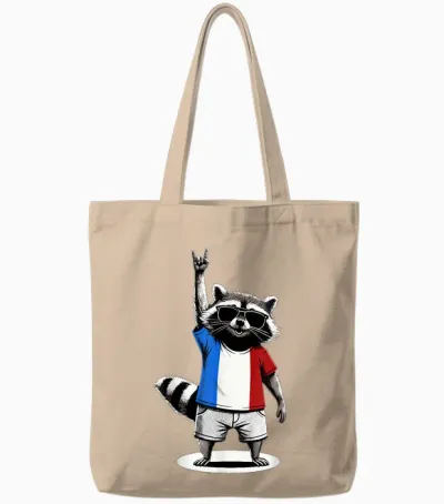 Französische Flagge Waschbär Lustig Frankreich Tote Bags - Natural