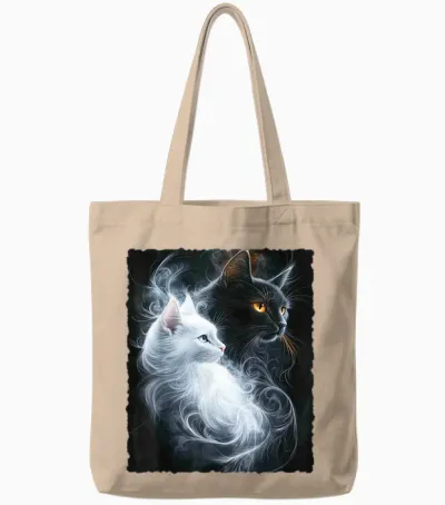 Süße Magische Katze Kätzchen Kitten Fantasy Kunst Tote Bags - Natural