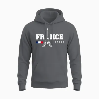 France Gift French Eiffel Tower Paris Monaco French T-Shirt, Black, S Unisex Hoodie - Charcoal