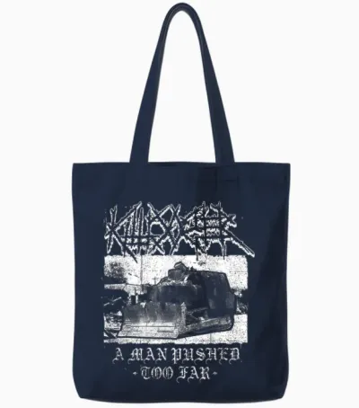 Killdozer Metal a Man Pushed Too Far Vintage Men's Women's T-Shirt, Black, S Tote Bags - Navy