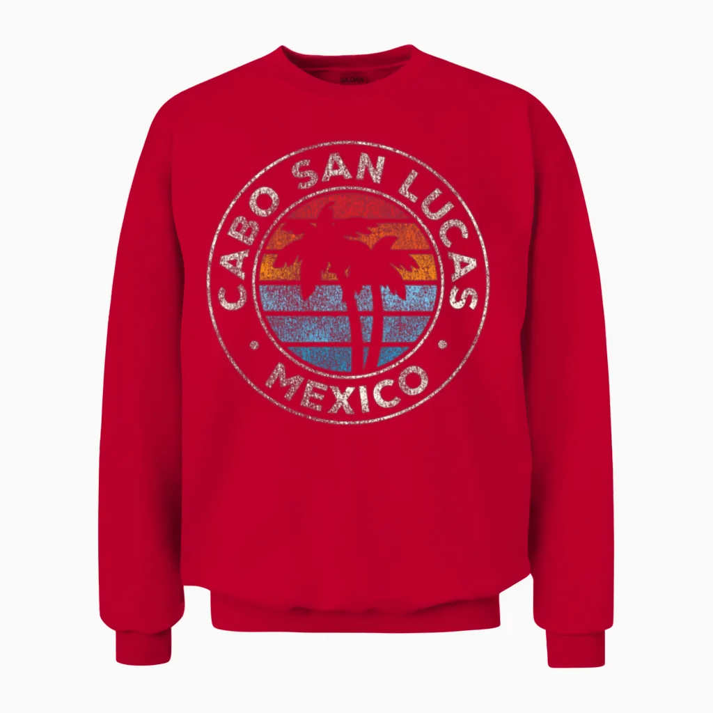 Cabo San Lucas Mexico 70s Unisex Sweatshirt in Red