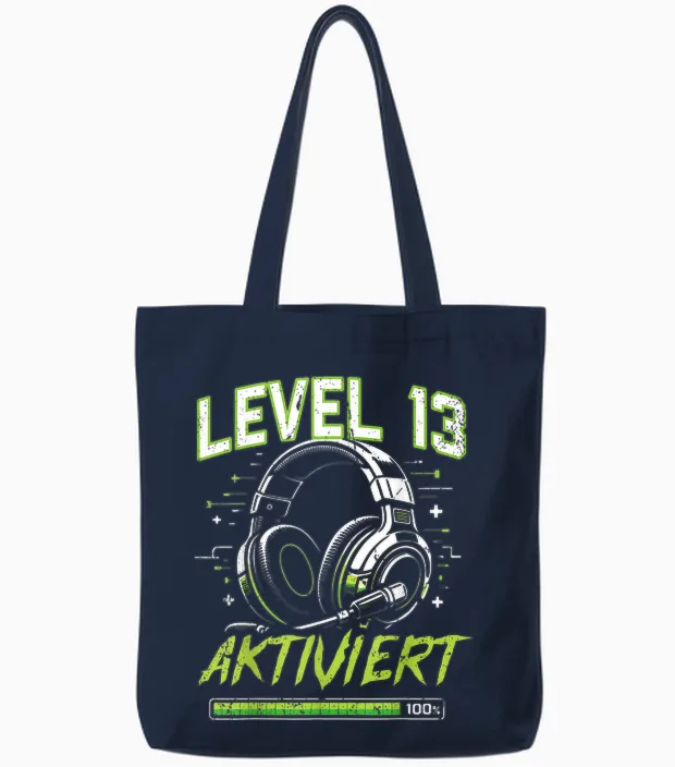 13. Geburtstag Jungen Video Gamer Level 13 Aktiviert Junge Tote Bags in Navy