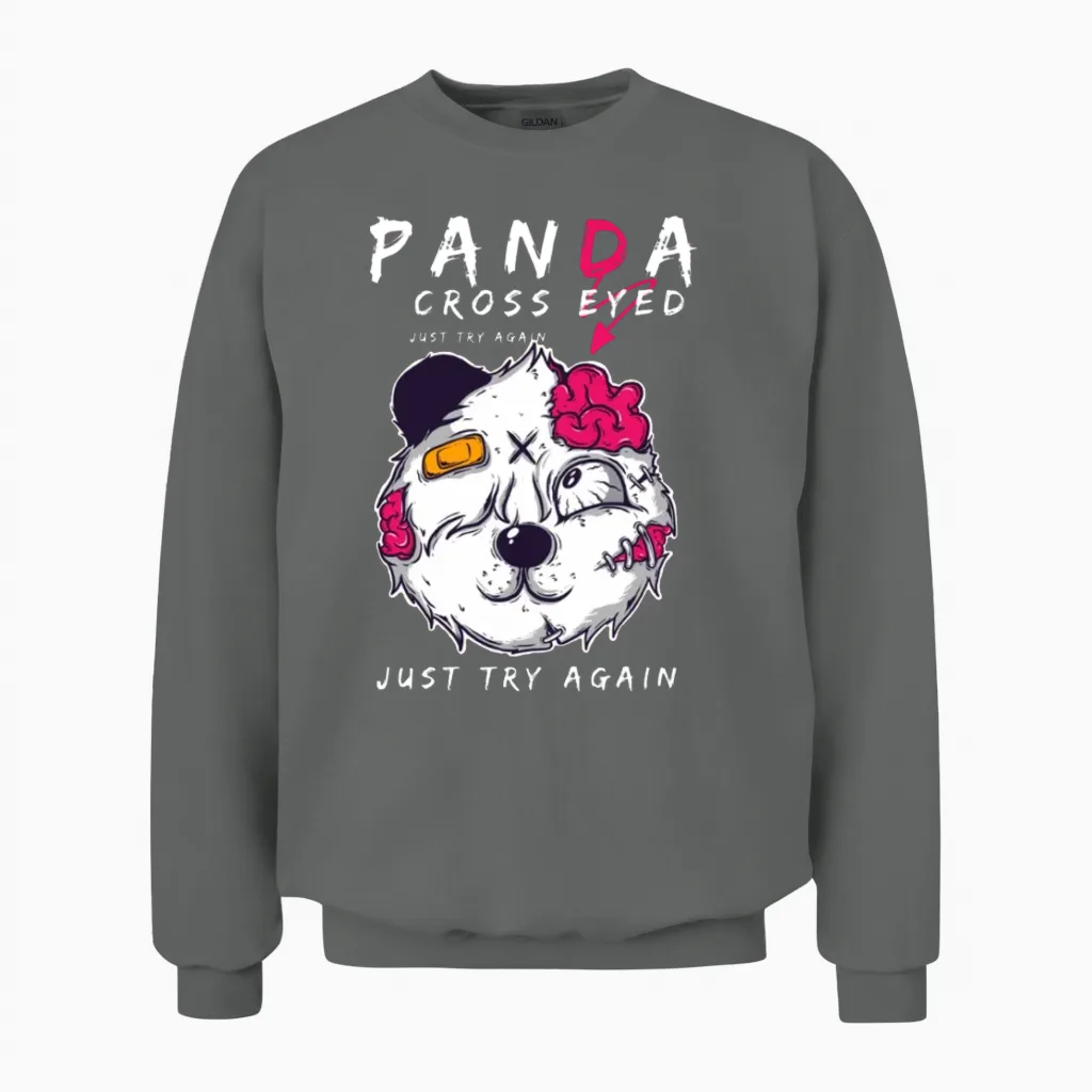Panda for Black Unisex Sweatshirt in Graphite Heather