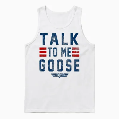 Top Gun Talk to Me Goose Distressed Text,short Sleeve Unisex Tank Top - White