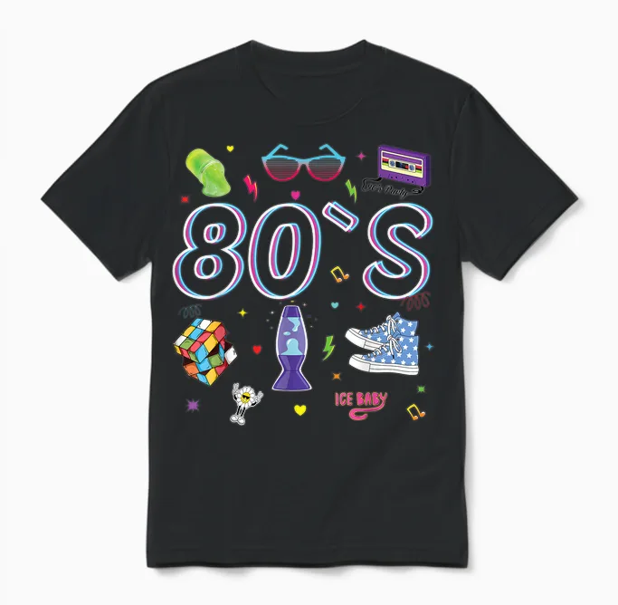 80er Jahre Mottoparty 80er Jahre Kostüm - I Love the 80s Unisex T-Shirt in Black