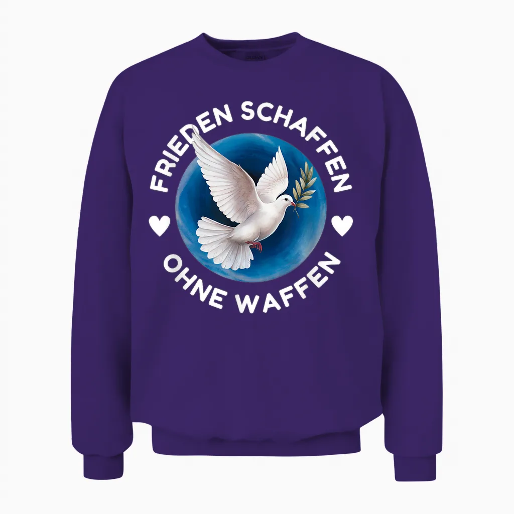 Frieden Schaffen Ohne Waffen Weltfrieden Weiße Friedenstaube Unisex Sweatshirt in Purple