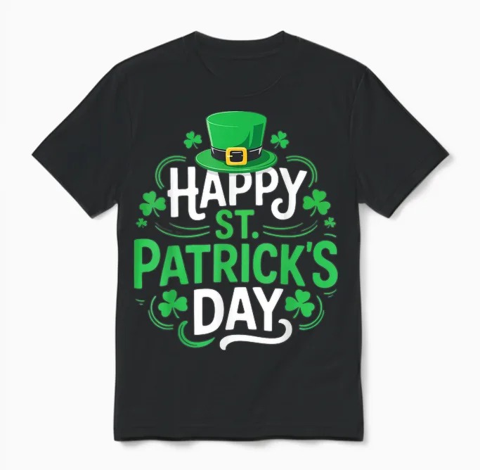 Happy St Patrick's Day Shirt Funny Irish Men Women Unisex T-Shirt in Black