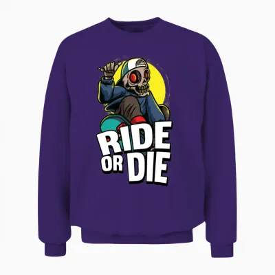 Ride or Die Retro Skateboard Unisex Sweatshirt - Purple
