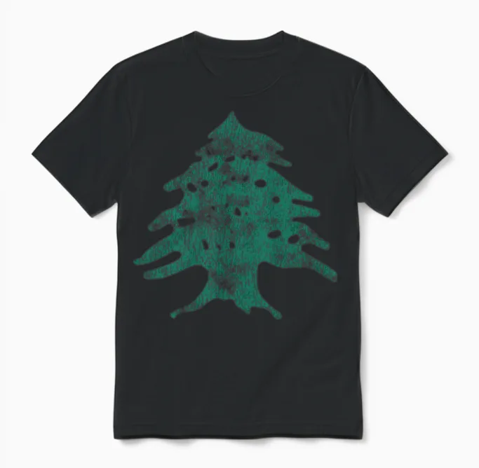 Lebanese Flag of Lebanon Gift Men Women Tree Souve Unisex T-Shirt in Black