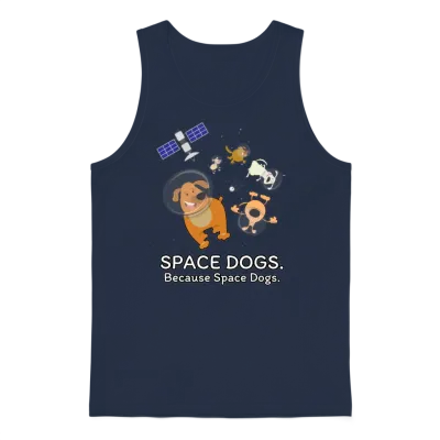 Space Dogs - Spaceship Galaxy Satellite Dogs Unisex Tank Top - Navy