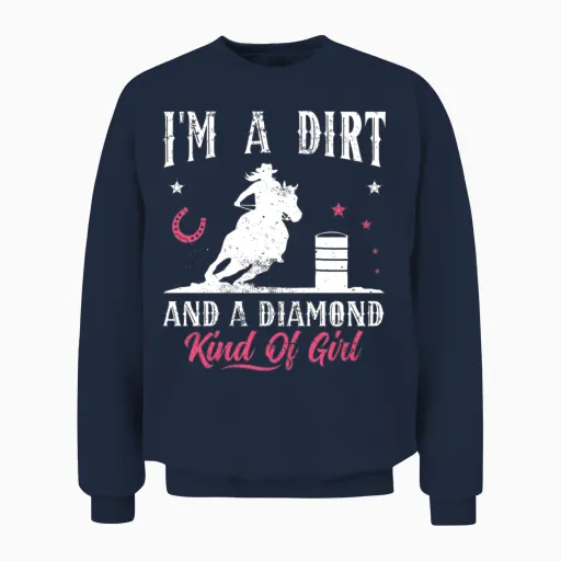 Horse Barrel Racing Girl Barrel Racer Unisex Sweatshirt in Navy