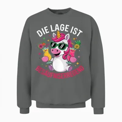 Die Lage Ist Besäufniserregend - Einhorn Style Unisex Sweatshirt - Graphite Heather