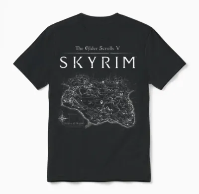 Skyrim Province Map Video Game Unisex T-Shirt - Black