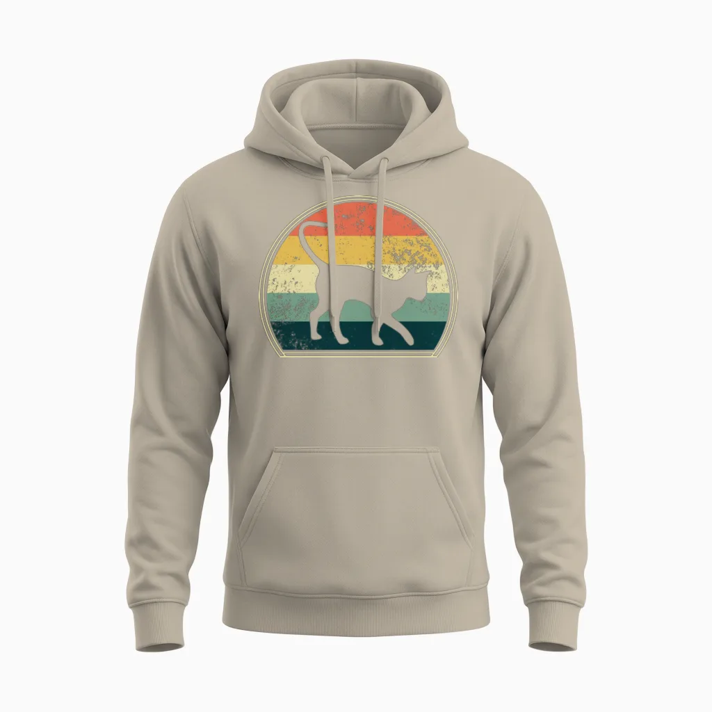 Retro Vintage Halloween Cat Lovers Unisex Hoodie - Sand