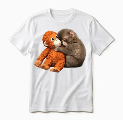 Cute Baby Monkey Punch Unisex T-Shirt - White
