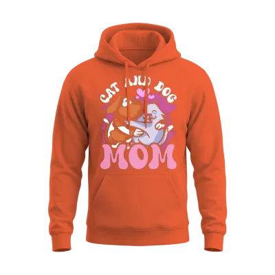 Cat and Dog Mom Cats Lover Dogs Unisex Hoodie - Orange