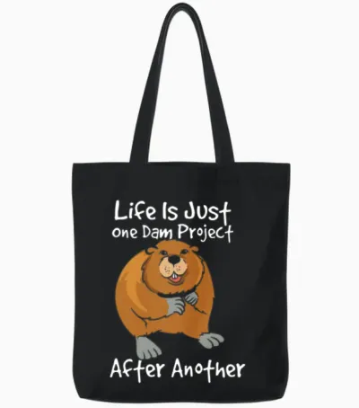 Funny Beaver Project Manager Tote Bags - Black
