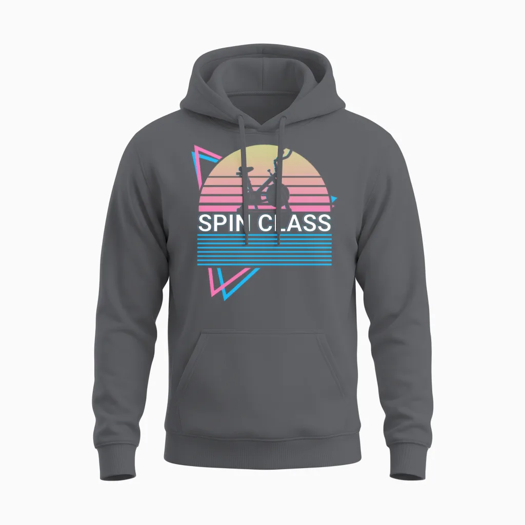 Spin Class Retro Unisex Hoodie in Charcoal