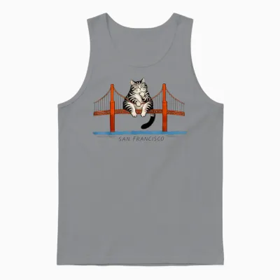 San Francisco Cat T-Shirt Golden Gate Bridge Lesebücher Unisex Tank Top - Sport Grey