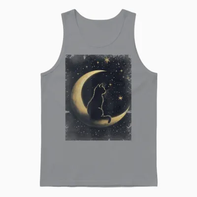 Coole Art Grafik Schwarze Katze Mit Mond Unisex Tank Top - Sport Grey