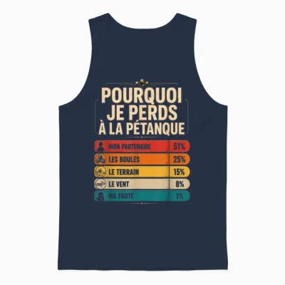 Boules Jeu Cadeau Drôle Pourquoi Je Perds à La Pétanque Unisex Tank Top - Navy