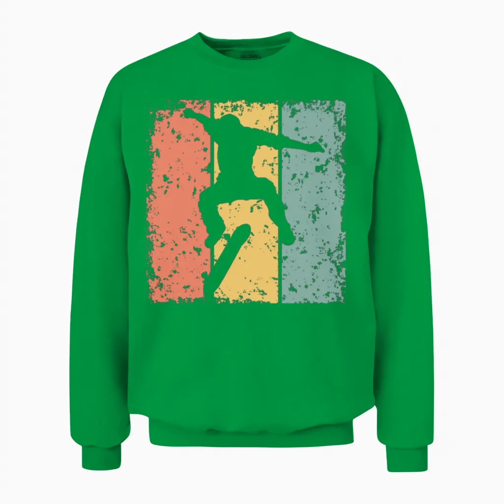 Skateboard Retro Unisex Sweatshirt in Irish Green