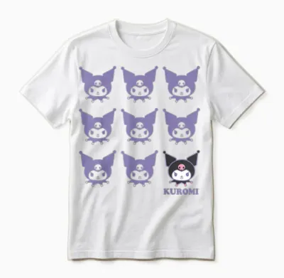 Kuromi Real T-Shirt - Unisex Kids Adult - Black - Short Sleeve - Cotton 100% - Small Unisex T-Shirt - White