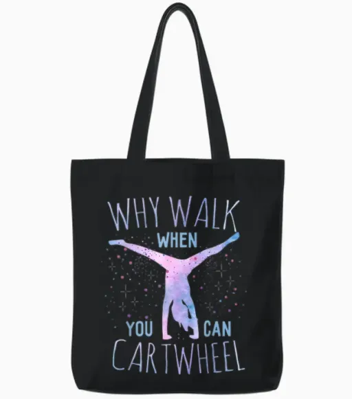 Cartwheel Gymnast Girl T-Shirt: Classic Fit, Tie-Dye, Short Sleeve - Black Tote Bags - Black