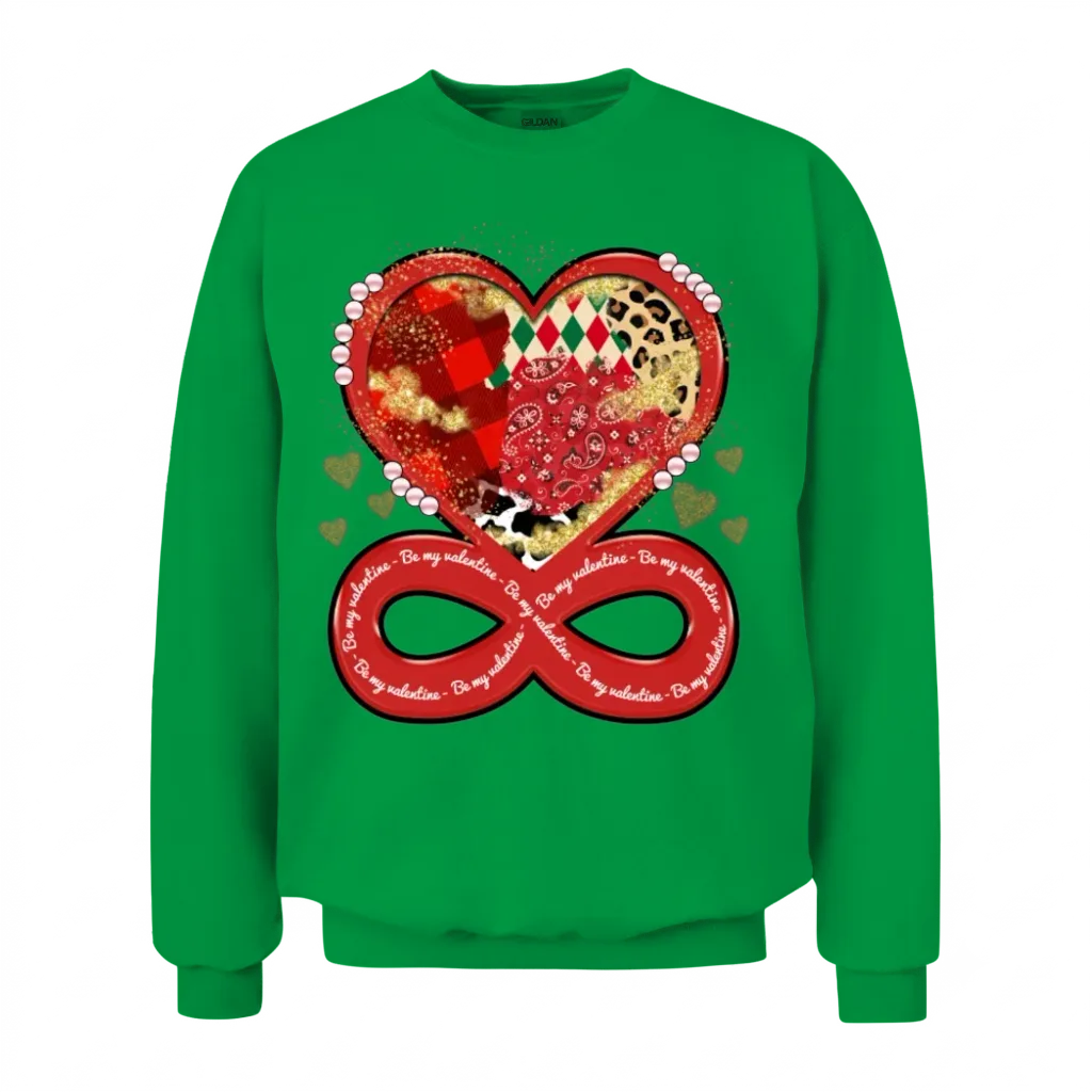 Be Mine Valentine, Retro Valentine Unisex Sweatshirt - Irish Green