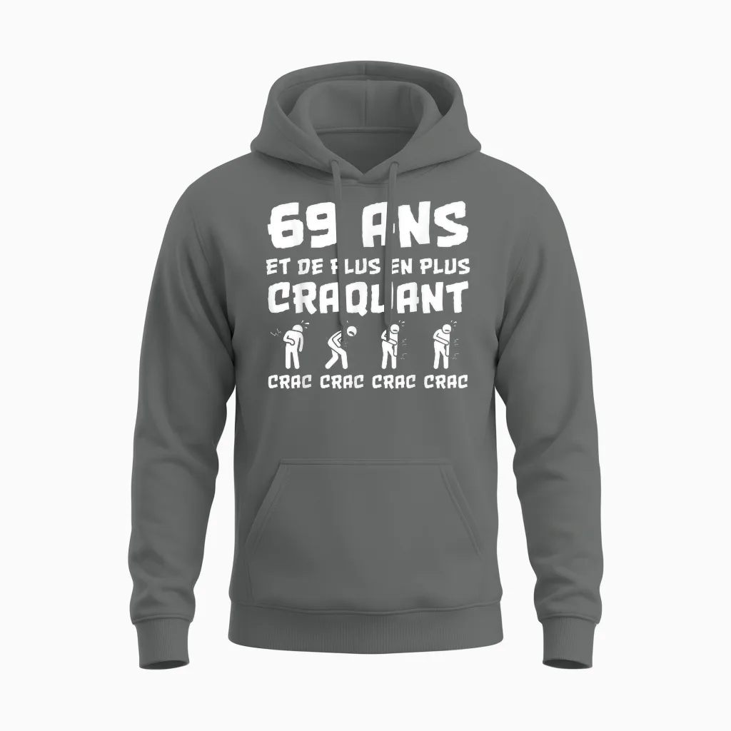 Birthday Gift Man 69 Years Funny Unisex Hoodie in Graphite Heather